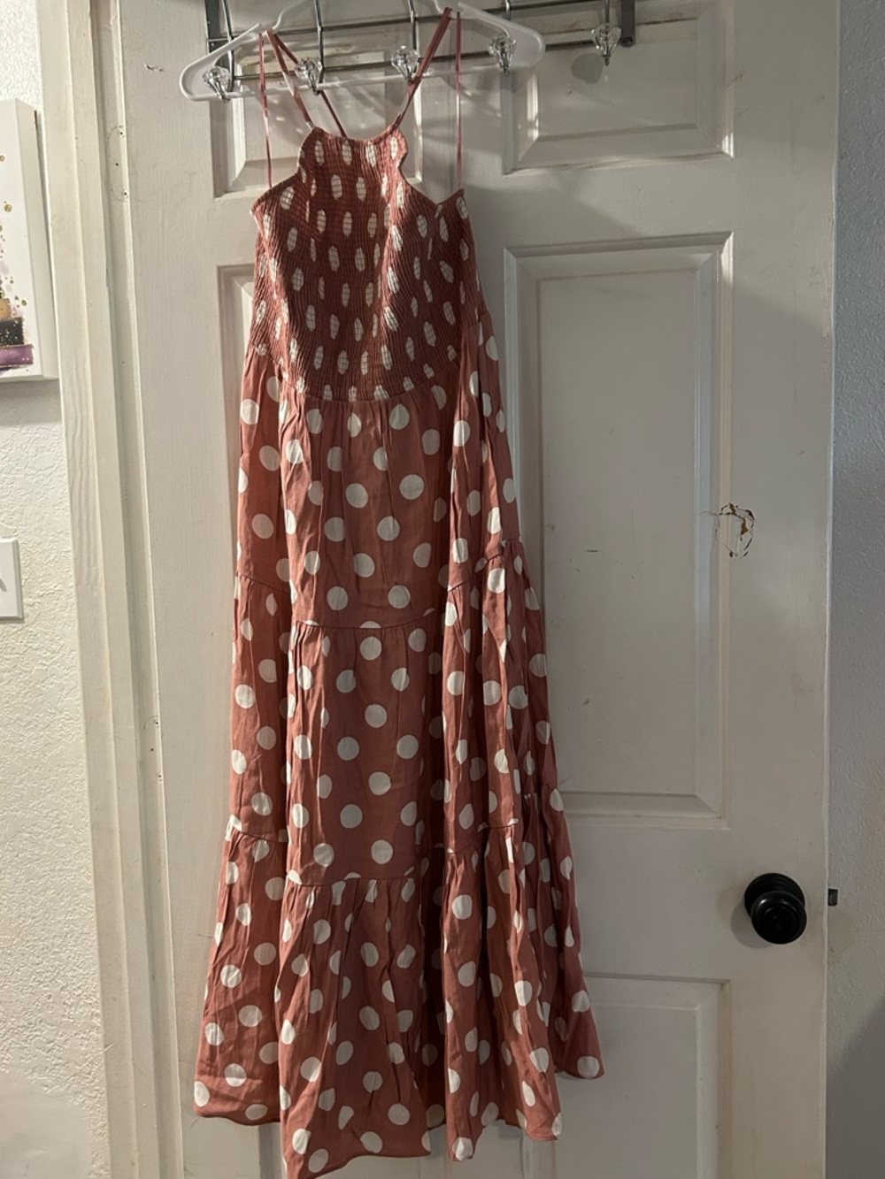 Zara Rust Polka Dot Tiered Maxi Dress